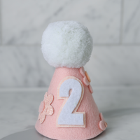 Peach and Apricot Boho Daisy Birthday Party Hat
