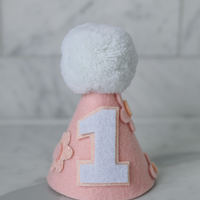Peach and Apricot Boho Daisy Birthday Party Hat