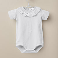 Short Sleeve Ruffle Collar Bodysuit