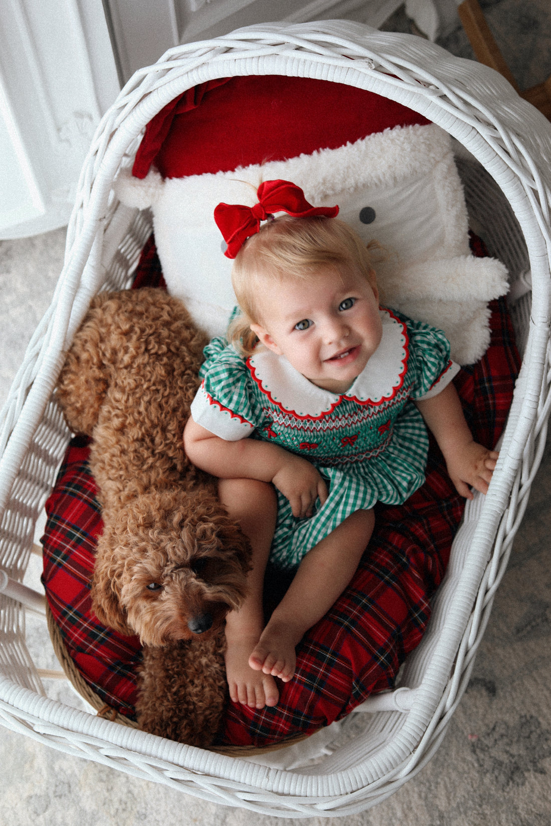 Mistletoe Gingham Handsmocked Romper