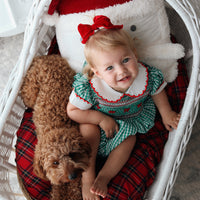 Mistletoe Gingham Handsmocked Romper