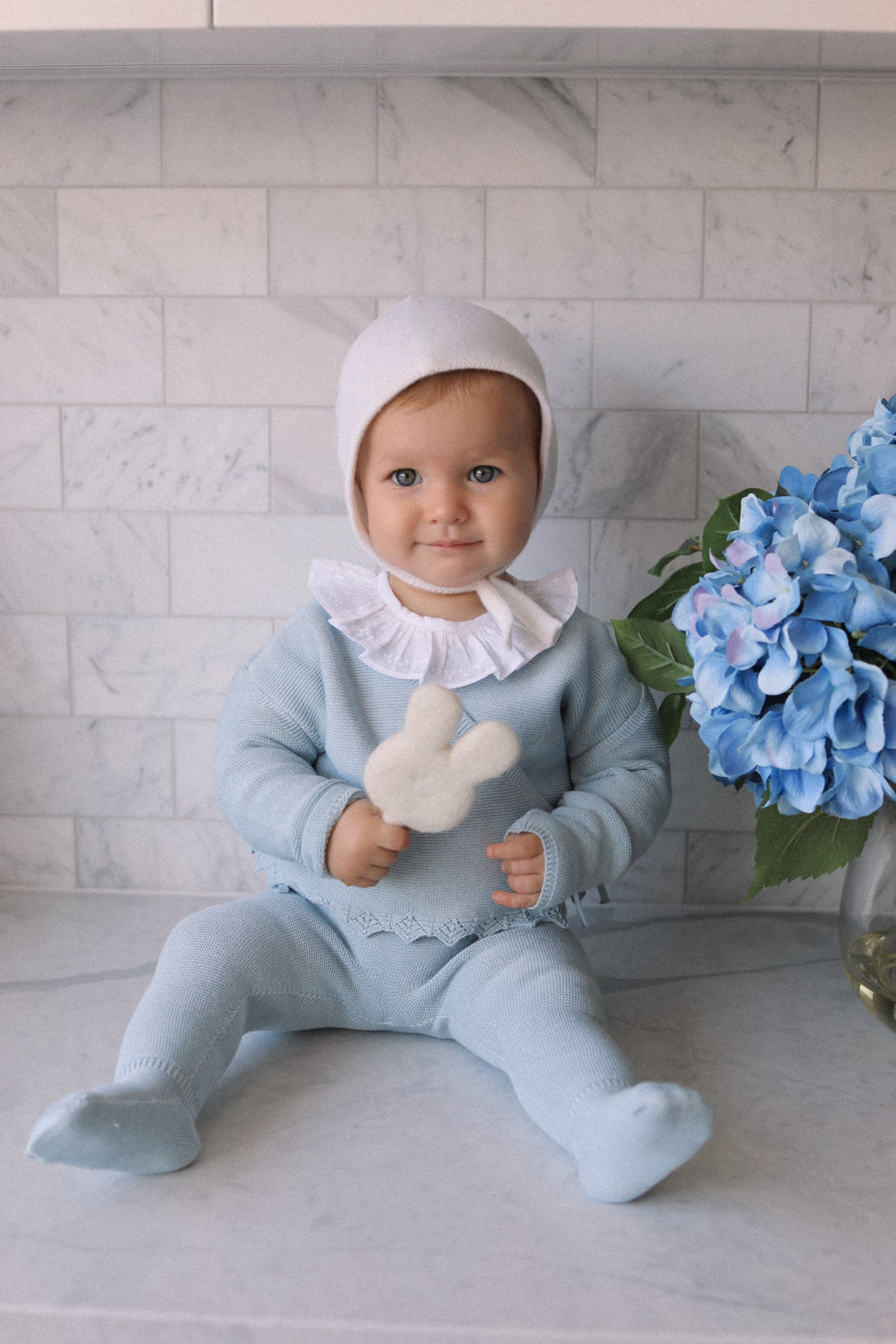 Bailey Knit Kimono and Pants Set- French Blue