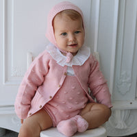 Luna Cashmere & Merino Wool Bloomers & Cardigan Set- Rose