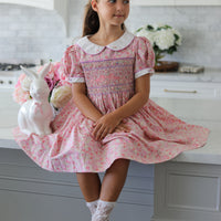 Charlottle Handsmocked Ribbons and Roses Dress