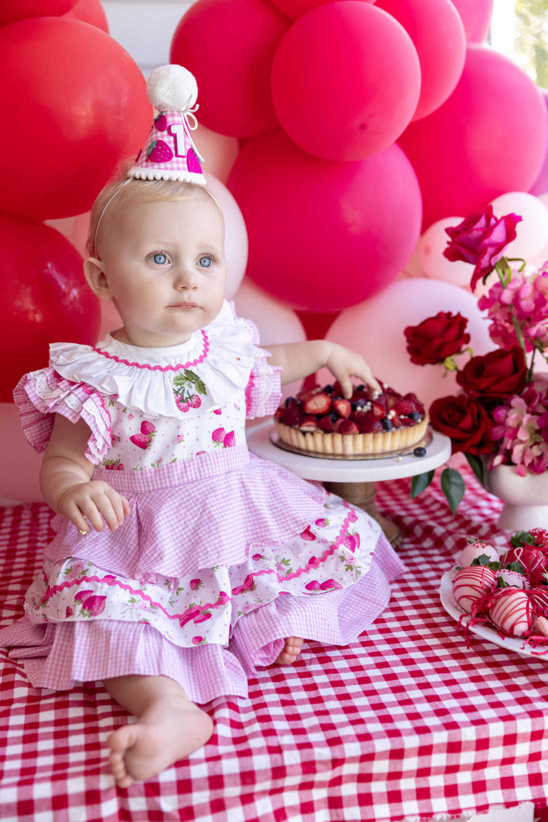 strawberry birthday dress Pink Strawberry Tulle Dress and Headband - Berry First Birthday Dress - Strawberry Outfit -1/2 Birthday - Strawberry Birthday Party