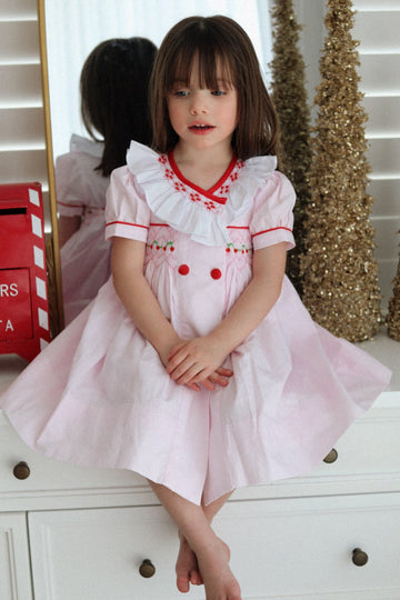 Merry Cherry Handsmocked Dress* Pre-order October