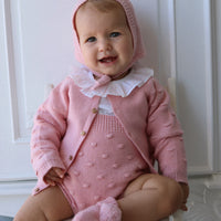 Luna Cashmere & Merino Wool Bloomers & Cardigan Set- Rose