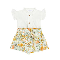 Marigold Floral Shorts and Blouse Set