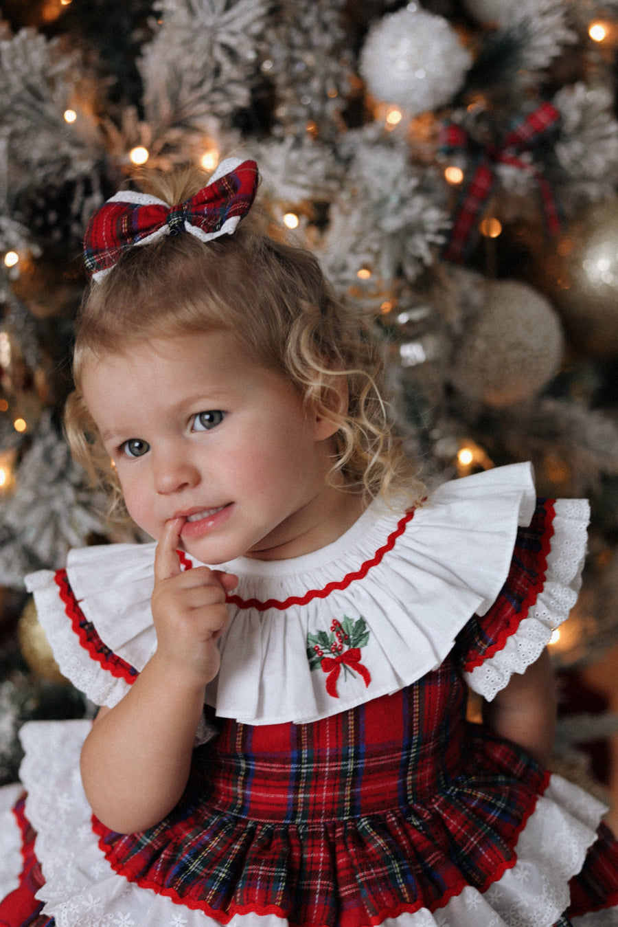 Classic Tartan & Lace Holiday Hair Bow * Pre-Order September
