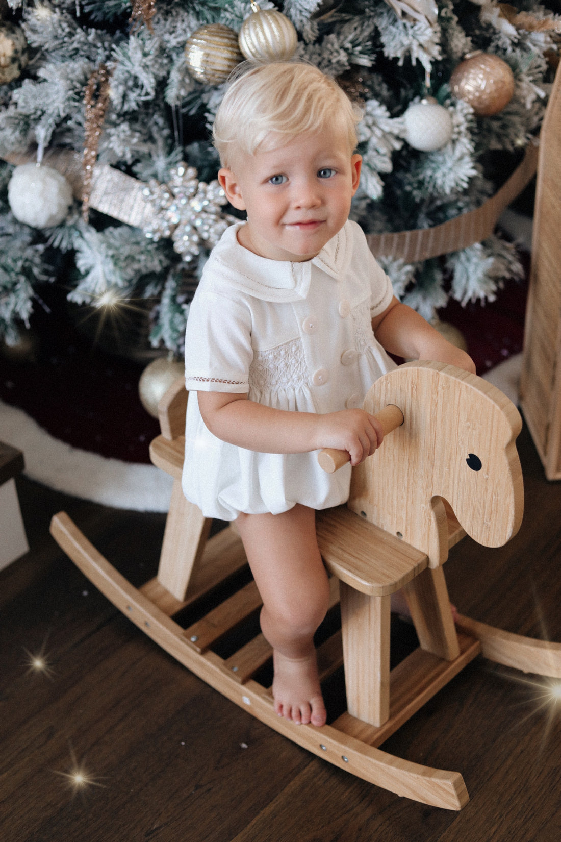 Theodore Handsmocked Linen Romper