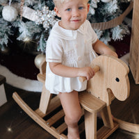 Theodore Handsmocked Linen Romper