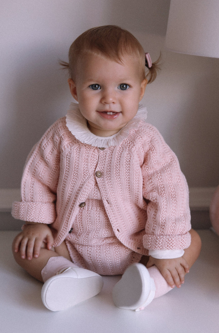 Billie Organic Cotton Knit Cardigan- Ballet Pink