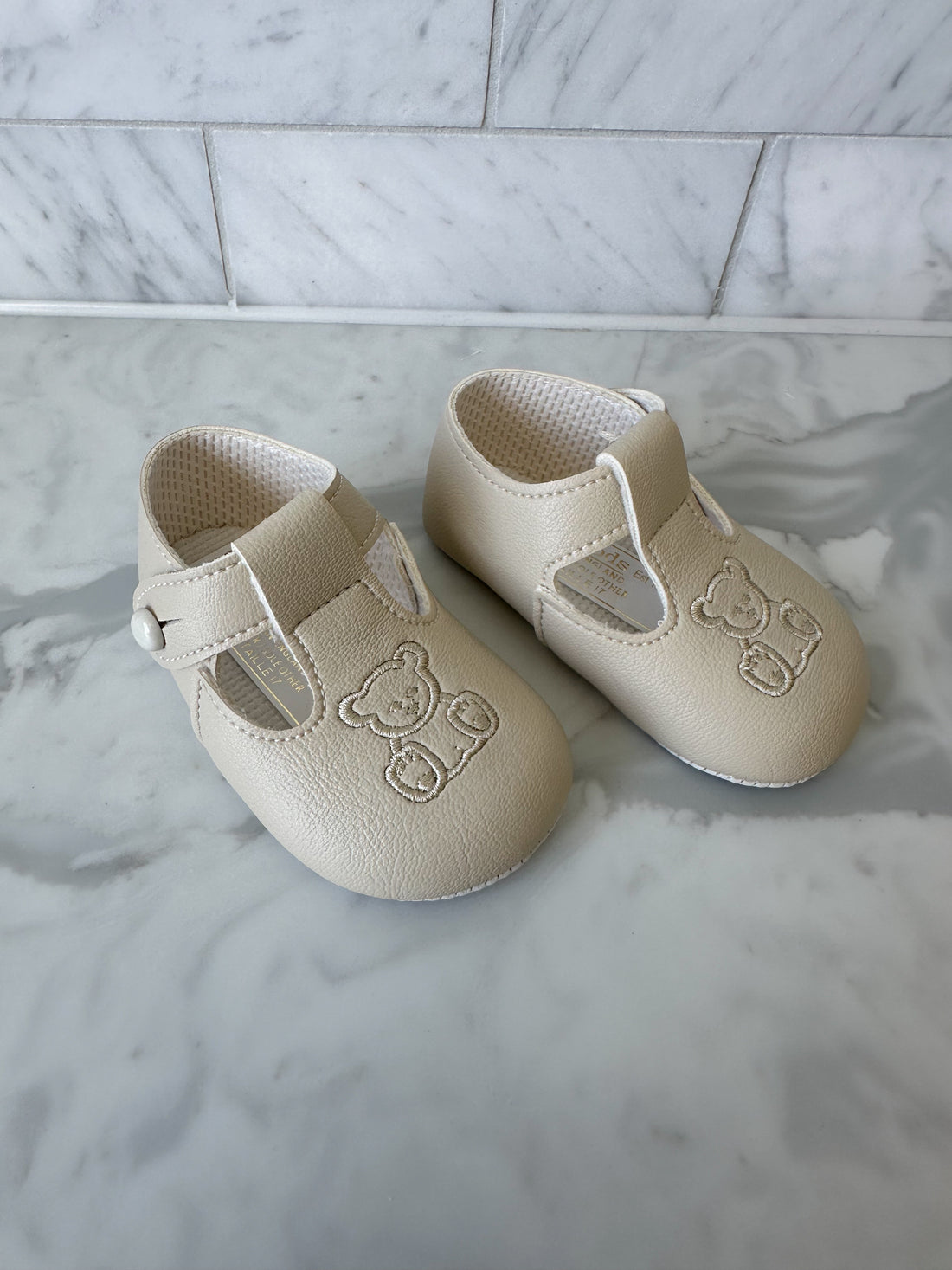 Teddy Pram Shoes- Biscuit