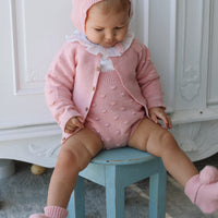 Luna Cashmere & Merino Wool Bloomers & Cardigan Set- Rose