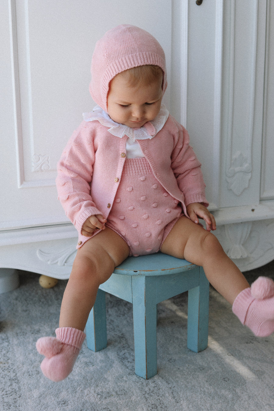 Luna Cashmere & Merino Wool Bloomers & Cardigan Set- Rose