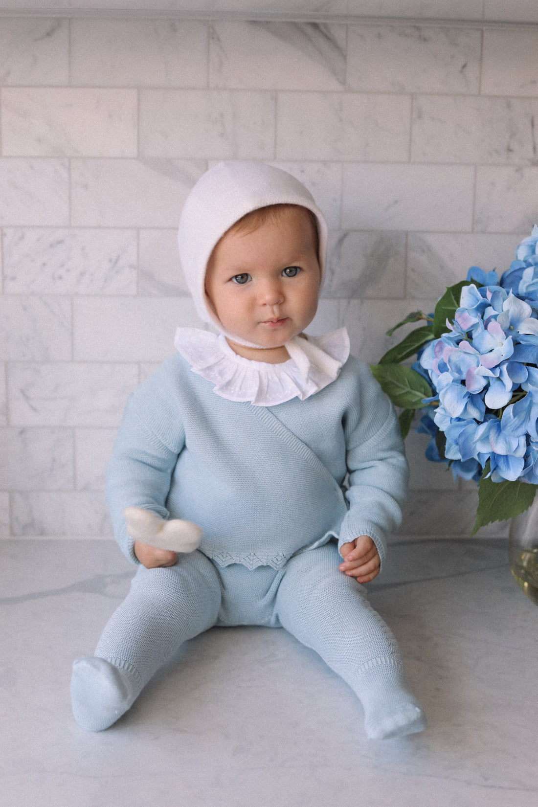 Bailey Knit Kimono and Pants Set- French Blue