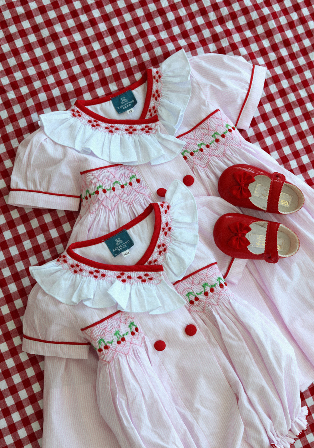 Merry Cherry Handsmocked Romper * Pre-order October *