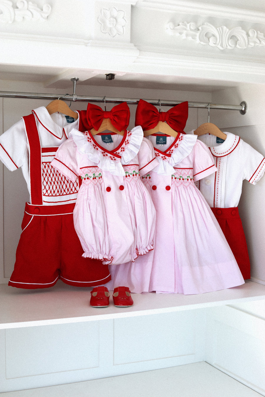Merry Cherry Handsmocked Romper * Pre-order October *