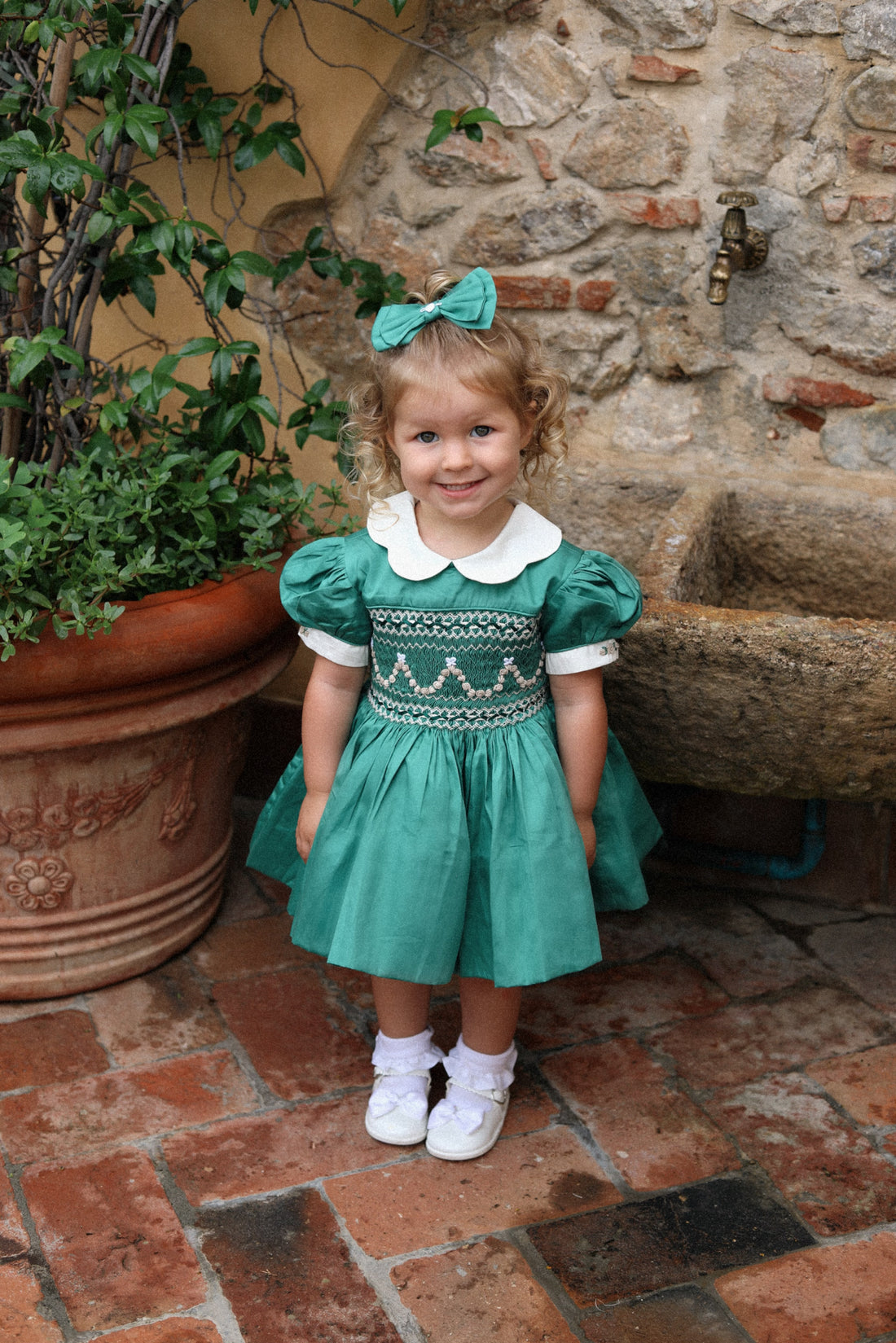 Enchanted Forest Handsmocked Dress Babyccino Bear Enchanted Forest Handsmocked Dress Babyccino Bear