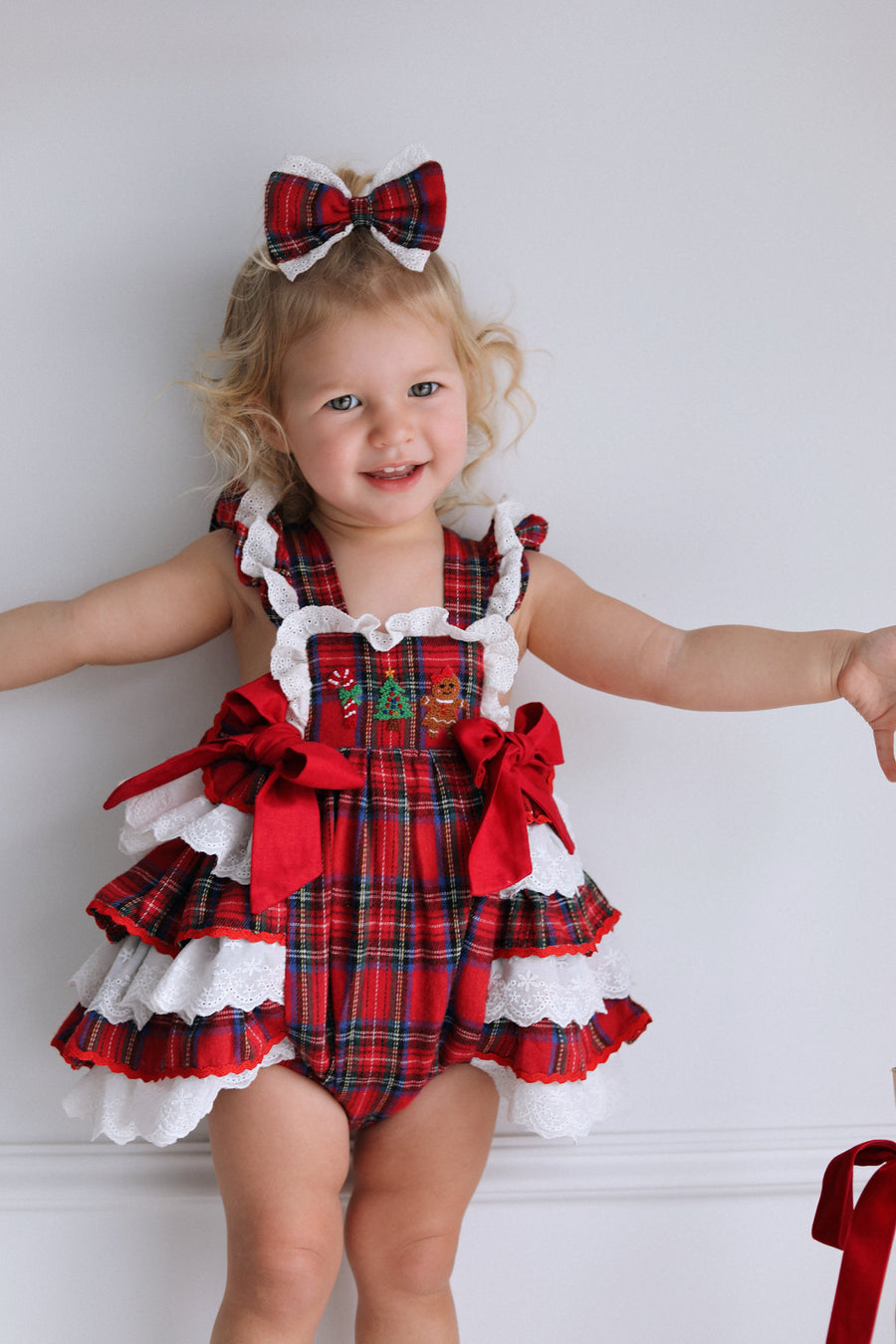 Classic Tartan & Lace Holiday Hair Bow * Pre-Order September