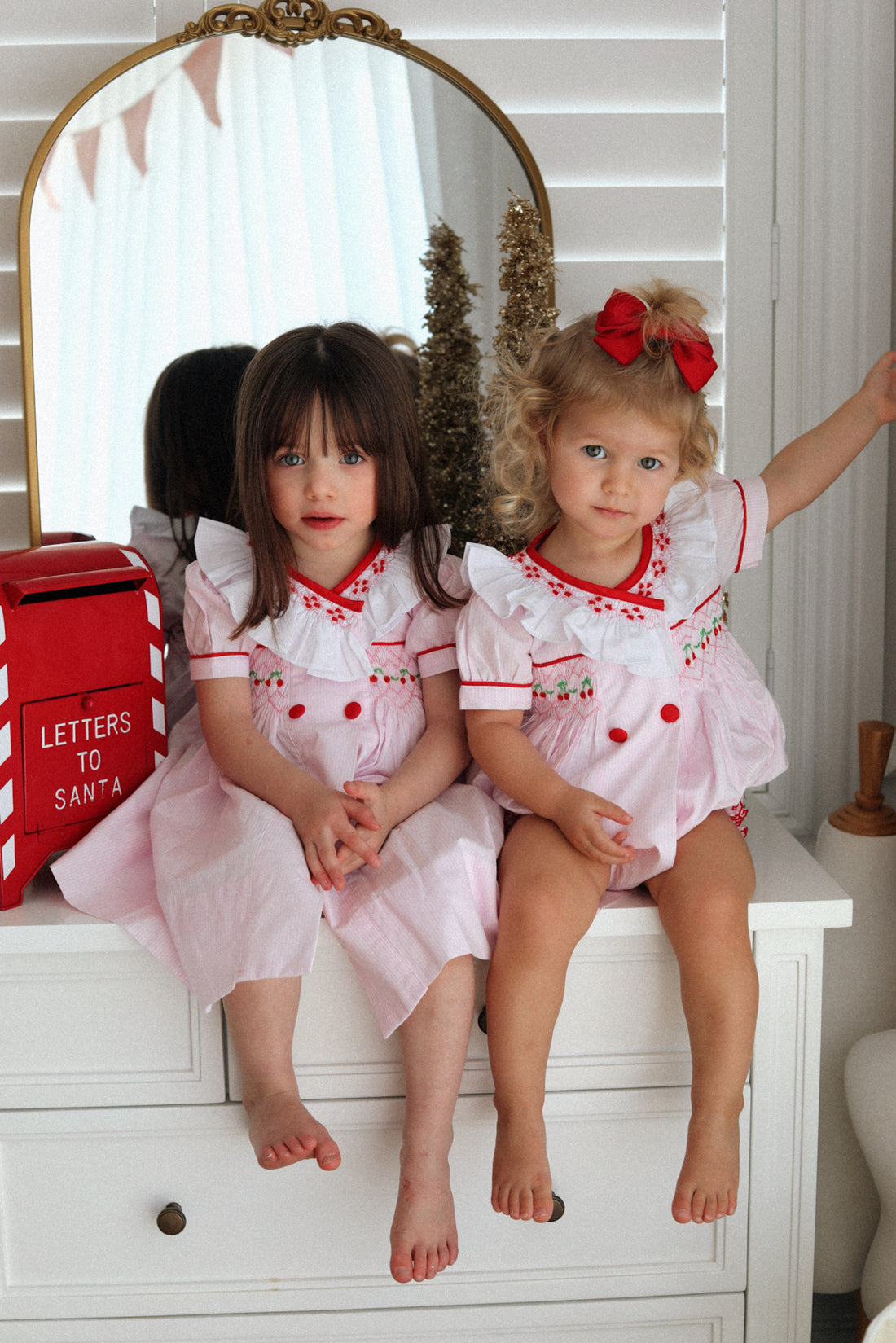 Merry Cherry Handsmocked Romper * Pre-order October *