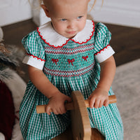 Mistletoe Gingham Handsmocked Dress