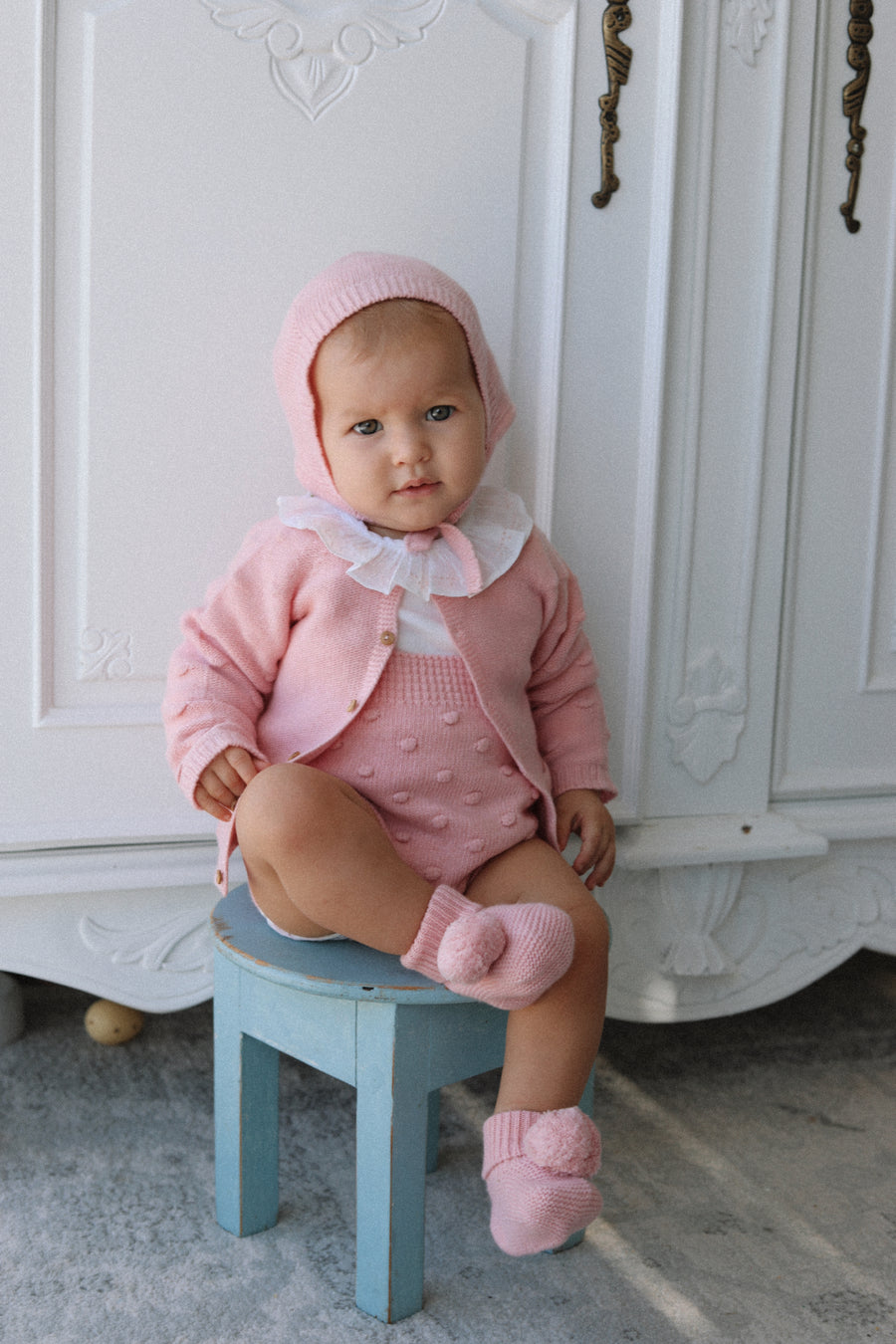 Luna Cashmere & Merino Wool Bloomers & Cardigan Set- Rose