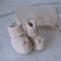 Merino Wool and Cashmere Bunny Booties- Oatmeal