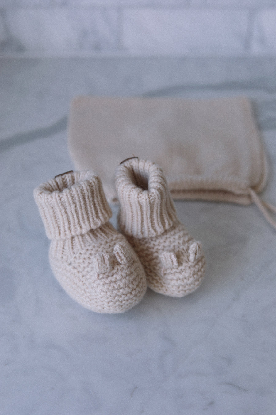 Merino Wool and Cashmere Bunny Booties- Oatmeal