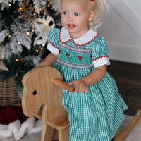 Mistletoe Gingham Handsmocked Dress