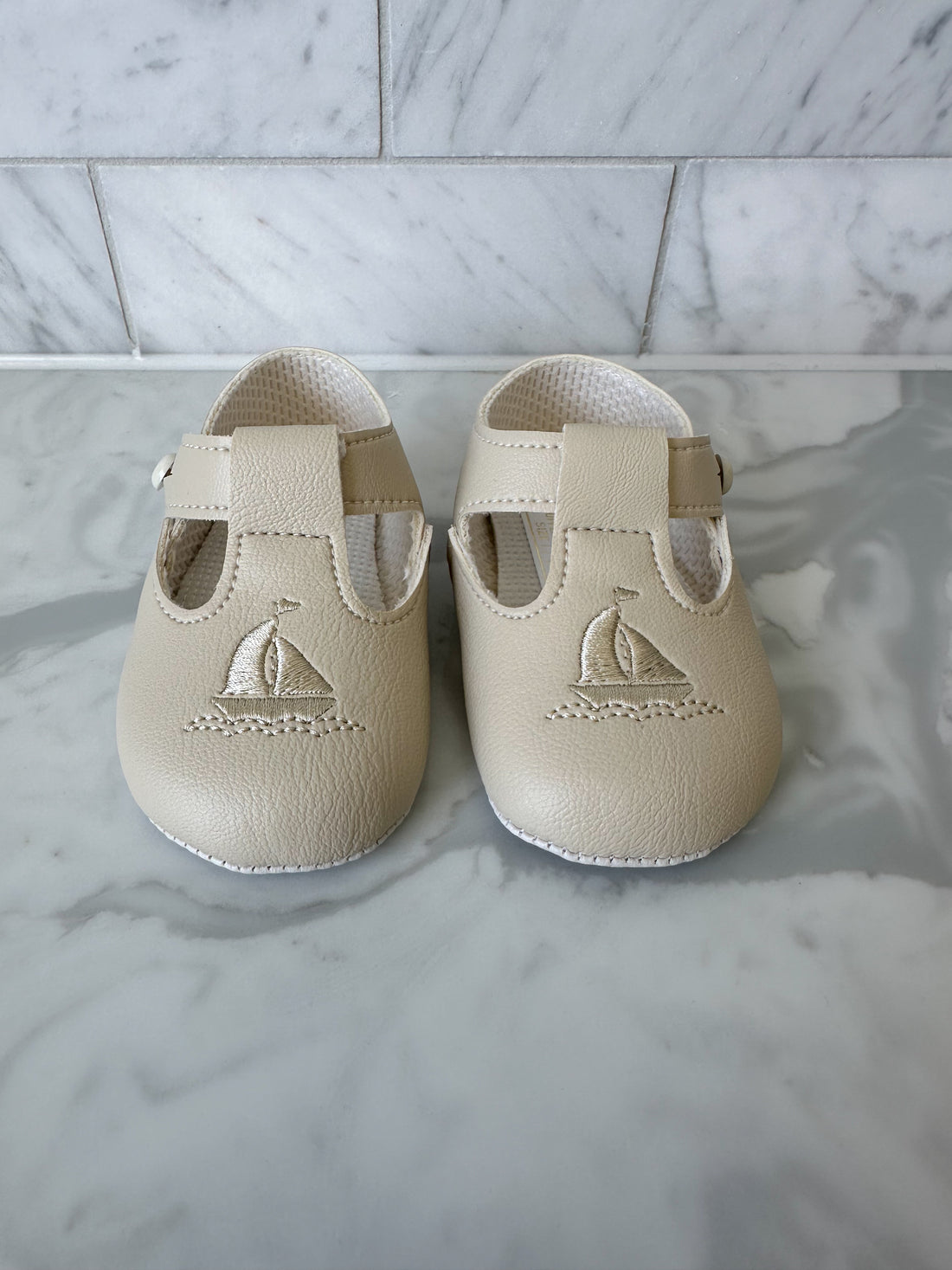 Sail Away Pram Shoes- Biscuit