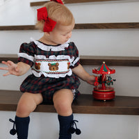 Teddy Tartan Ruffle Romper- *Pre-Order Oct