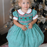 Mistletoe Gingham Handsmocked Dress