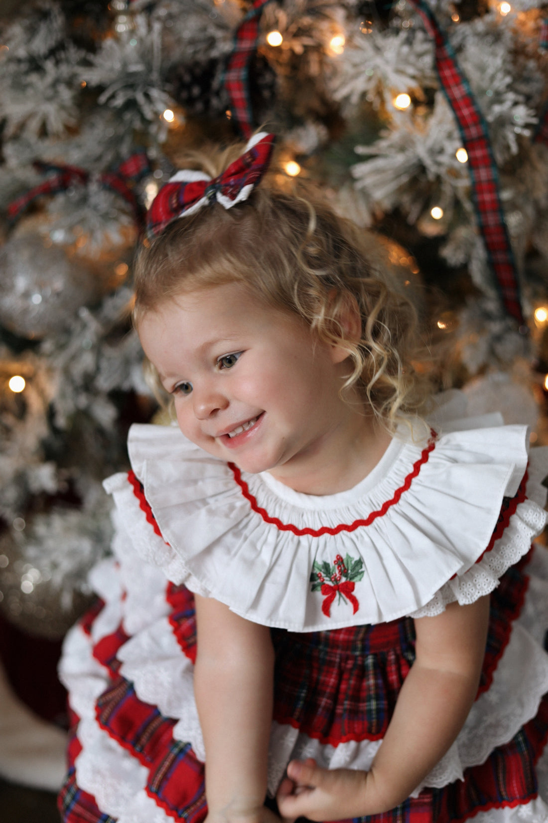 Classic Tartan & Lace Puff Dress * Pre-Order September