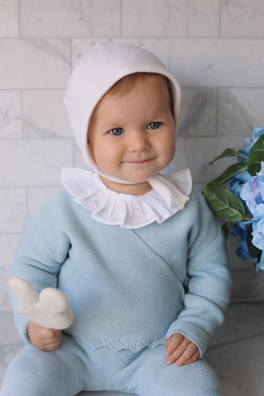 Bailey Knit Kimono and Pants Set- French Blue