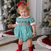 Mistletoe Gingham Handsmocked Romper