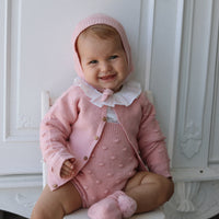 Luna Cashmere & Merino Wool Bloomers & Cardigan Set- Rose