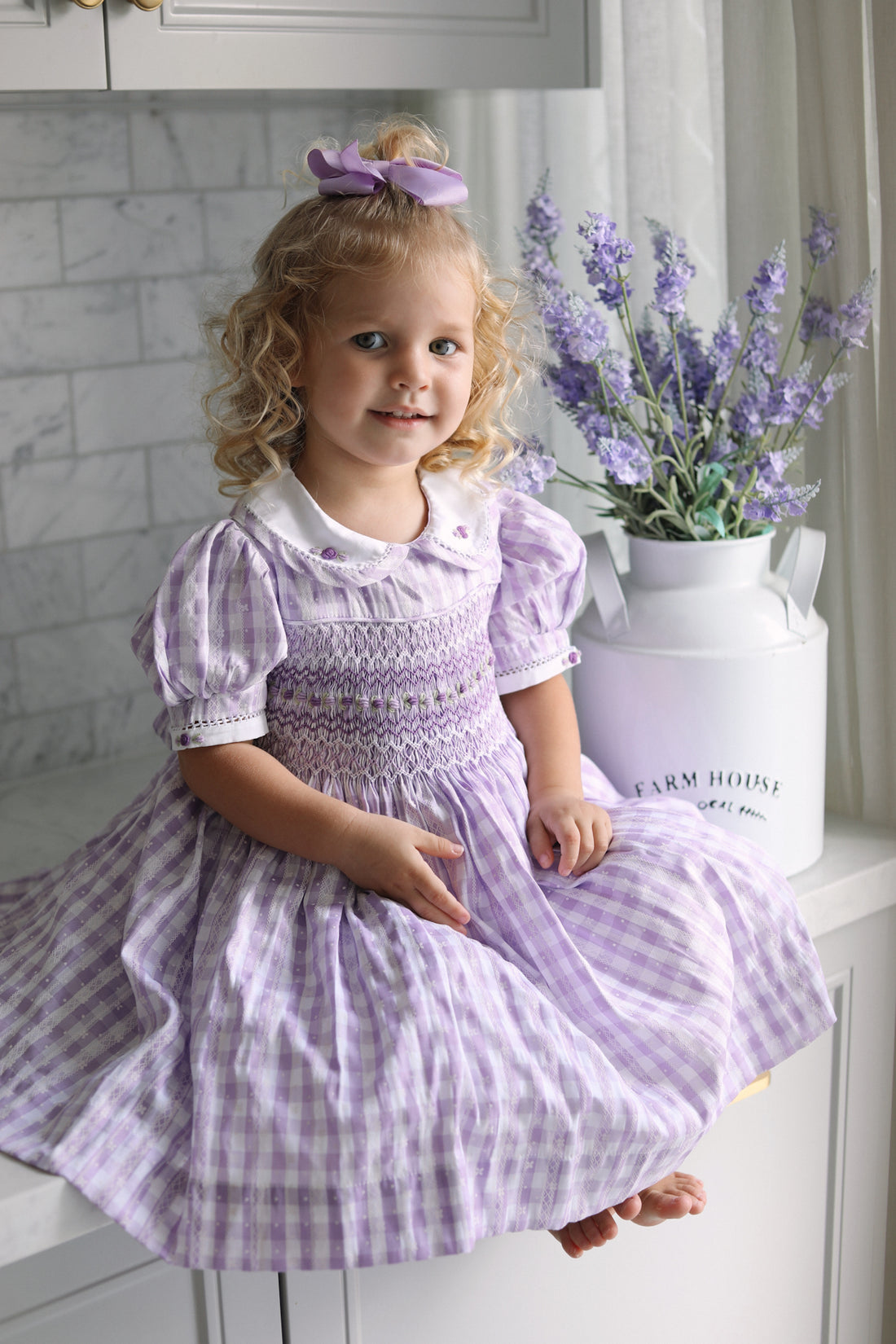 Margot Handsmocked Dress- Lavendar