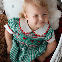 Mistletoe Gingham Handsmocked Romper