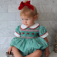 Mistletoe Gingham Handsmocked Romper