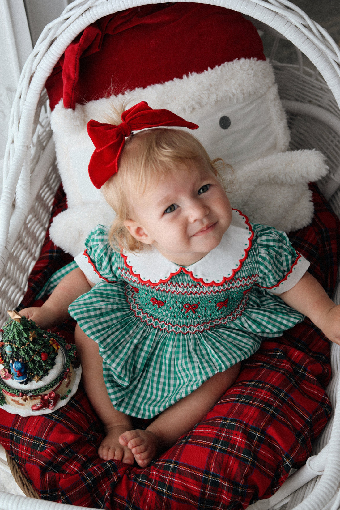 Mistletoe Gingham Handsmocked Romper