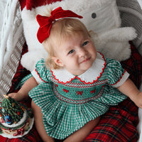 Mistletoe Gingham Handsmocked Romper