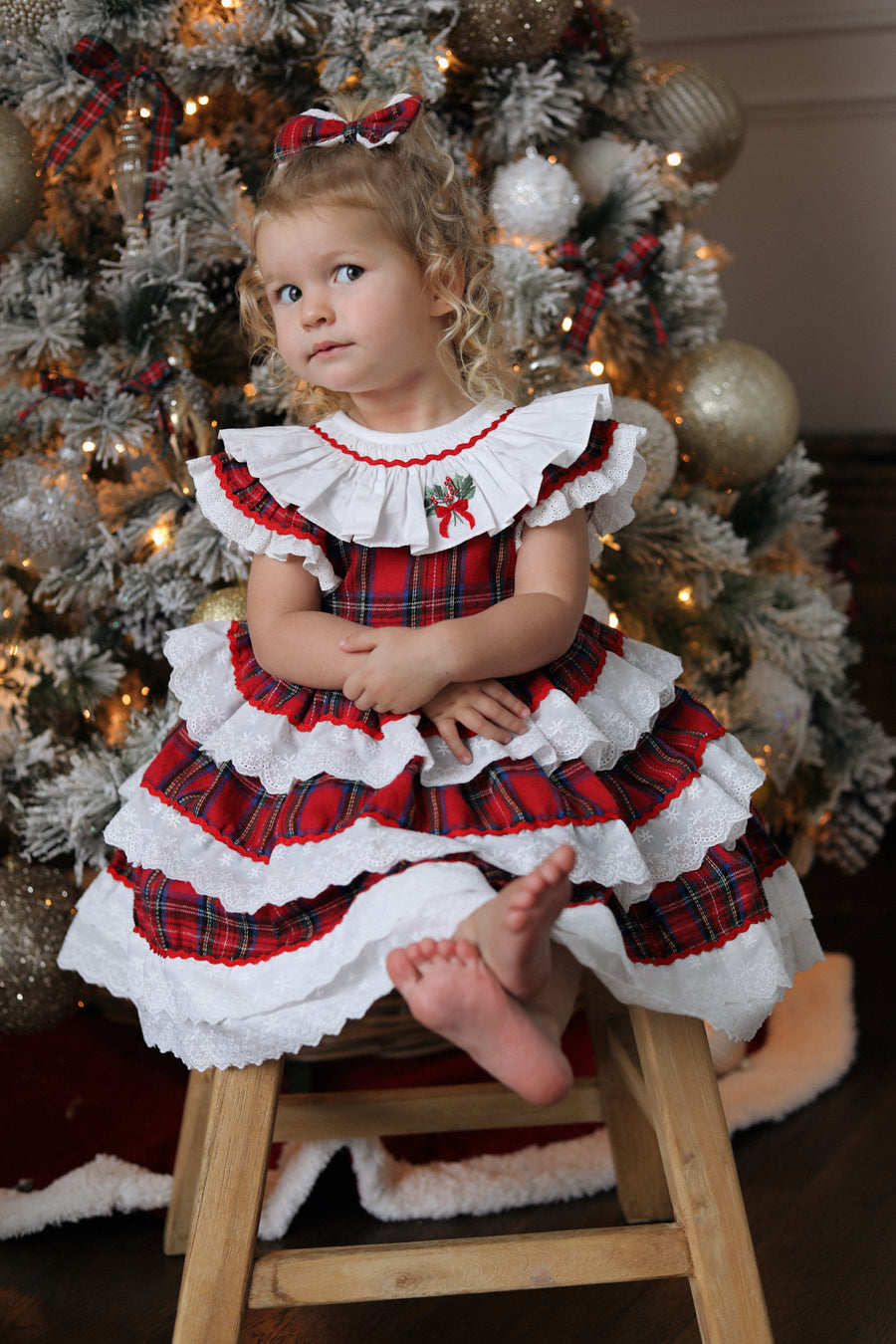 Classic Tartan & Lace Puff Dress * Pre-Order September