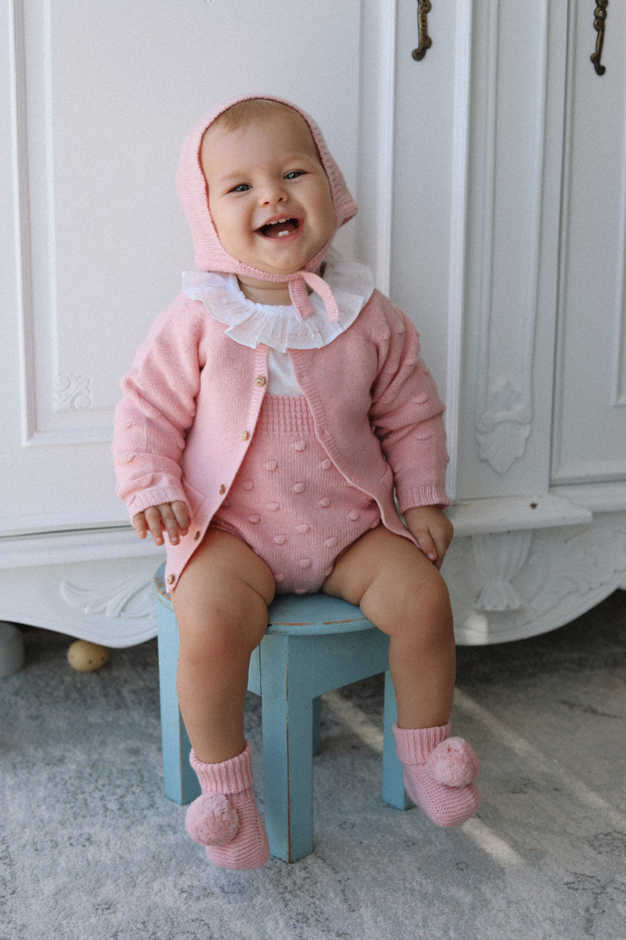 Luna Cashmere & Merino Wool Bloomers & Cardigan Set- Rose