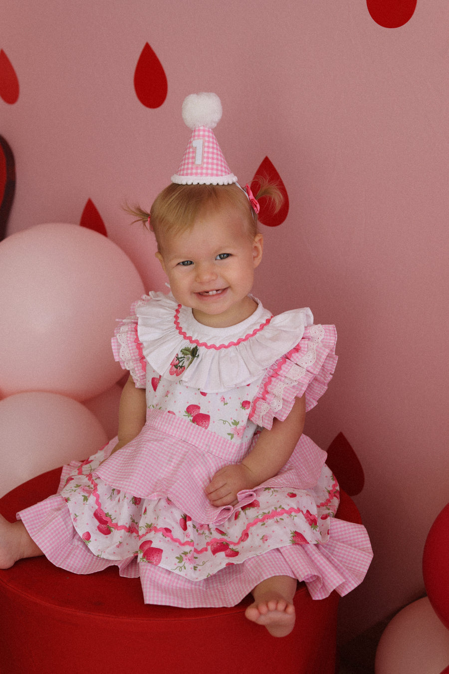 Pink Gingham Birthday Party Hat