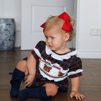 Teddy Tartan Ruffle Romper- *Pre-Order Oct