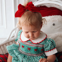 Mistletoe Gingham Handsmocked Romper