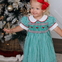 Mistletoe Gingham Handsmocked Dress