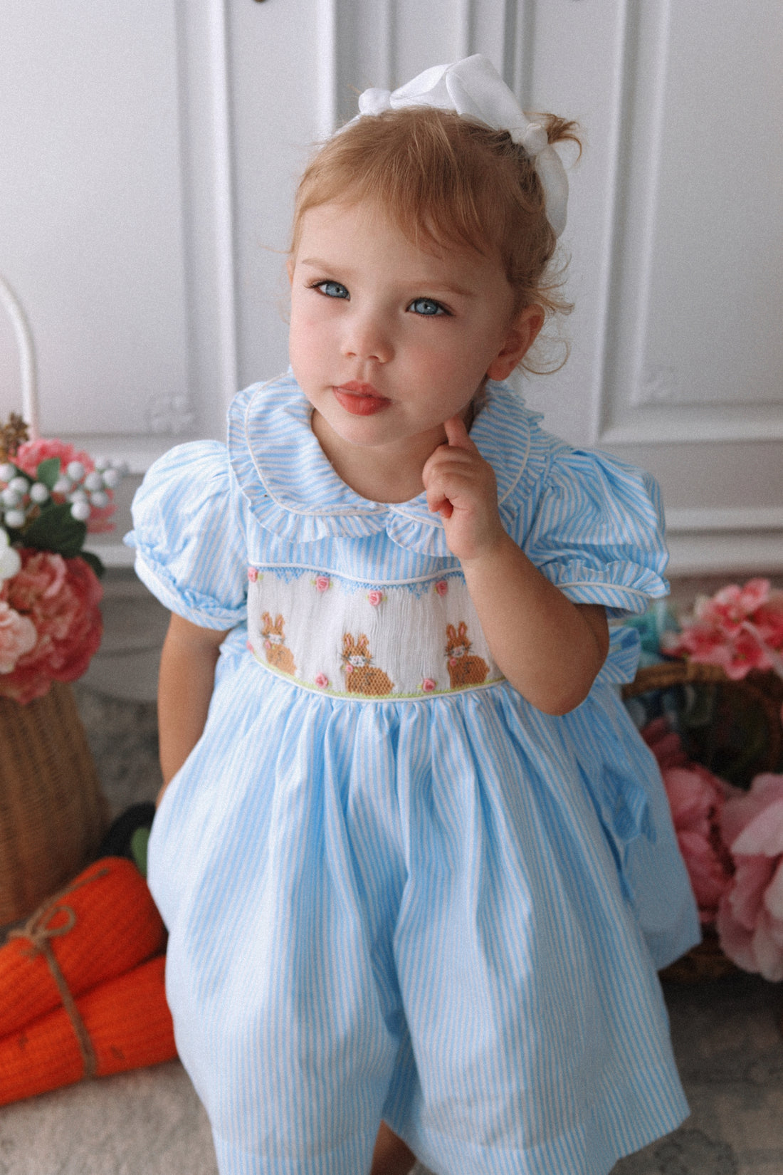 Rosie Handsmocked Blueberry Stripe Dress