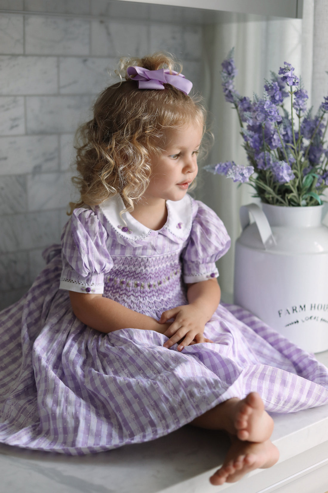 Margot Handsmocked Dress- Lavendar